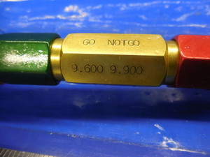 9.600 & 9.900 MM CLASS X SMOOTH PIN PLUG GAGE GO NO GO 10 10.0 MM .3750 +.003