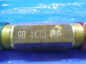 14.10 & 14.65 mm CLASS X SMOOTH PIN PLUG GAGE GO NO GO 14.0 15.0 MM .5625 +.0074