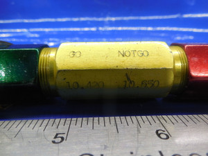 10.420 & 10.650 CLASS X SMOOTH PIN PLUG GAGE GO NO GO 10.0 11.0 MM .4375 -.0182
