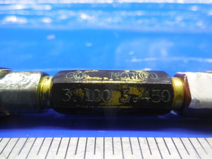 3.100 & 3.450 MM CLASS X SMOOTH PIN PLUG GAGE GO NO GO 3.0 3.50 MM .1250 -.003
