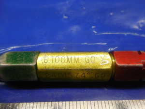 6.100 & 6.450 MM CLASS X SMOOTH PIN PLUG GAGE GO NO GO 6 6.0 MM .2500 +.0039