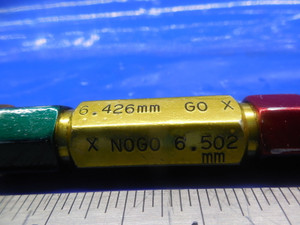 6.426 & 6.502 MM CLASS X SMOOTH PIN PLUG GAGE GO NO GO 6.5 6.50 MM .2500 +.003