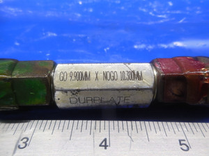 9.900 & 10.300 MM CLASS X SMOOTH PIN PLUG GAGE GO NO GO 10 10.0 MM .3750 +.0148