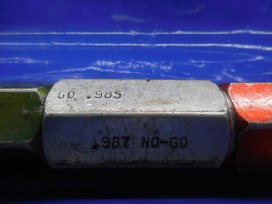 DELTRONIC .9850 & .9870 DIA SMOOTH PIN PLUG GAGE GO NO GO 1.000 UNDERSIZE 1"