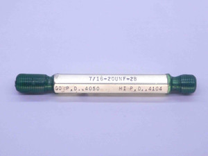 7/16 20 UNF 2B THREAD PLUG GAGE .4375 GO NO GO P.D.'S = .4050 & .4104 CHECK - RL0009RM