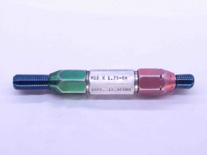 M12 X 1.75 6H METRIC THREAD PLUG GAGE 12 GO NO GO P.D.'S = 10.863 & 11.063 CHECK - RL0442BU