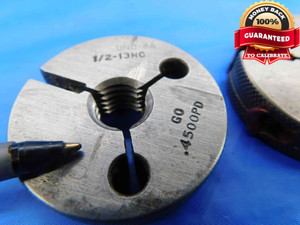 1/2 13 NC 3A THREAD RING GAGES .5 .50 GO NO GO P.D.'S = .4500 & .4463 UNC-3A - JF2195MU