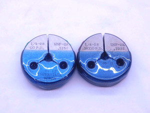 1/4 28 UNF 2A THREAD RING GAGES .25 .250 .2500 GO NO GO P.D.'S = .2258 & .2225 - 14282AR2
