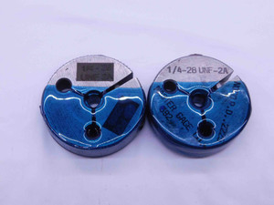 1/4 28 UNF 2A THREAD RING GAGES .25 .250 .2500 GO NO GO P.D.'S = .2258 & .2225 - 14282AR2