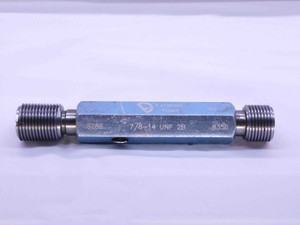 7/8 14 UNF 2B VERMONT THREAD PLUG GAGE .875 GO NO GO P.D.'S = .8286 & .8356 - JF2543RTB