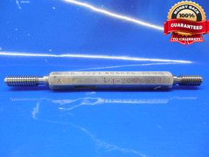 1/4 20 NS SPECIAL SET THREAD PLUG GAGE .25 GO NO GO P.D.'S = .2221 & .2208 CHECK 1/4 20 NS SPECIAL SET THREAD PLUG GAGE .25 GO NO GO P.D.'S = .2221 & .2208 CHECK