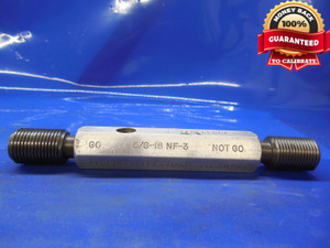 5/8 18 NF 3 LEFT HAND SET THREAD PLUG GAGE .625 GO NO GO P.D.'S = .5889 & .5859 - CS4172MSRL
