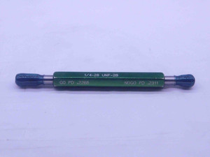 1/4 28 UNF 2B THREAD PLUG GAGE .25 .250 .2500 GO NO GO P.D.'S = .2268 & .2311 - 14282BP1