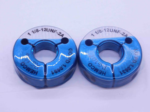 1 1/8 12 UNF 2A THREAD RING GAGES 1.125 1.1250 GO NO GO P.D.'S = 1.0691 & 1.0631 - JE0101MS