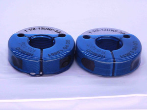 1 1/8 12 UNF 2A THREAD RING GAGES 1.125 1.1250 GO NO GO P.D.'S = 1.0691 & 1.0631 - JE0101MS