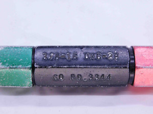 3/8 16 UNC 2B THREAD PLUG GAGE .375 .3750 GO NO GO P.D.'S = .3344 & .3401 CHECK - 38162BP1