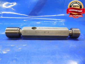 3/4 16 NF W OVER BASIC THREAD PLUG GAGE .75 GO NO GO P.D.'S= .7120 & .7130 NF-W