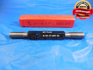 9/16 27 UNS 2A SET THREAD PLUG GAGE .5625 GO NO GO P.D.'S = .5373 & .5336 TOOL