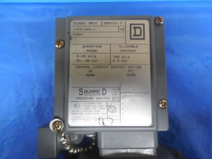USED SQUARE D PRESSURE SWITCH TYPE GAW-1 CLASS 9012 SERIES C 2-10 PSIG 100 PSIG
