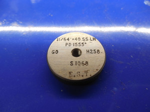 BUDGET 11/64 40 SS LEFT HAND SOLID THREAD RING GAGE .1718 GO ONLY P.D. = .1555