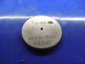 BUDGET 1/16 80 SOLID THREAD RING GAGE .0625 GO ONLY P.D. = .0555 1/16-80 QUALITY