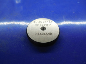 BUDGET 8 36 UNF 2A SOLID THREAD RING GAGE #8 .164 GO ONLY P.D. .1451 8-36 UNF-2A
