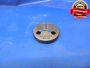 3/32 64 NS THREAD RING GAGE .09375 GO ONLY P.D. = .0844 3/32-64 QUALITY TOOL