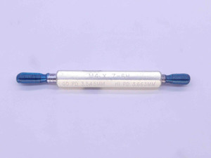 M4 X .7 6H METRIC THREAD PLUG GAGE 4 0.7 GO NO GO P.D.'S = 3.545 & 3.663 CHECK - M4076HP2 M4 X .7 6H METRIC THREAD PLUG GAGE 4 0.7 GO NO GO P.D.'S = 3.545 & 3.663 CHECK - M4076HP2