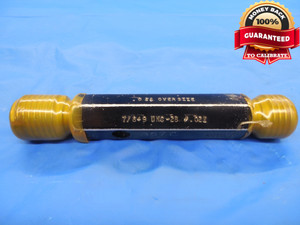 7/8 9 UNC 2B + .021 OVERSIZE THREAD PLUG GAGE .875 GO NO GO PD'S = .8238 & .8320