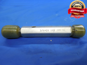 3/4 24 UNS + .002 OVERSIZE THREAD PLUG GAGE .75 GO NO GO P.D.'S = .7254 & .7302