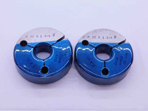 M22 X 1.5 6g METRIC THREAD RING GAGES 22 GO NO GO P.D.'S = 20.994 & 20.854 CHECK - DW1009FC
