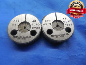 .092 48 NS 2 THREAD RING GAGES .0920 GO NO GO P.D.'S = .0785 & .0763 UNS-2 TOOL