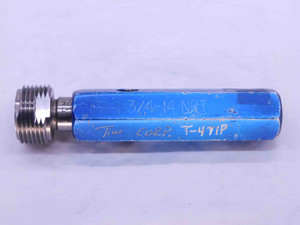 3/4 14 NPT L1 PIPE THREAD PLUG GAGE .75 .750 .7500 N.P.T. NATIONAL TAPER CHECK - 3414NPTL1P2