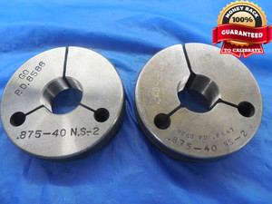 7/8 40 NS 2 THREAD RING GAGES .875 GO NO GO P.D.'S = .8586 & .8547 UNS-2 TOOL