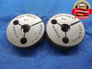 13/32 12 UNS 2A THREAD RING GAGES .40625 GO NO GO P.D.'S = .3711 & .3657 NS-2A
