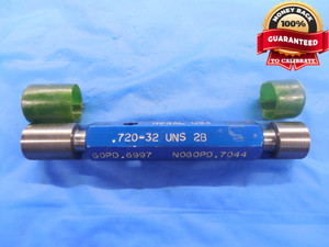 .720 32 UNS 2B THREAD PLUG GAGE .72 GO NO GO P.D.'S = .6997 & .7044 NS-2B TOOL