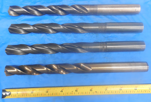 4PCS LOT OF MISCELLANEOUS USED STRAIGHT SHANK DRILL BITS VARIOUS SIZES & BRANDS