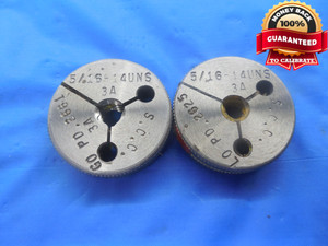 5/16 14 UNS 3A THREAD RING GAGES .3125 GO NO GO P.D.'S = .2661 & .2625 NS-3A