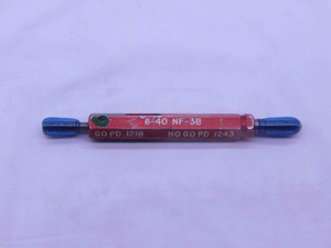 6 40 UNF 3B THREAD PLUG GAGE #6 .138 .1380 GO NO GO P.D.'S = .1218 & .1243 CHECK - DW3042RD