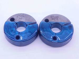 1" 14 NS 2 THREAD RING GAGES 1.0 1.00 1.000 GO NO GO P.D.'S = .9536 & .9487 - DW3550BU