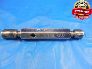 3/8 18 NPSF PIPE THREAD PLUG GAGE .375 GO NO GO P.D.'S = .6205 & .6257 TOOL - 3818NPSFP1