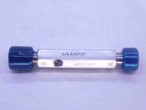 3/4 14 NPSF PIPE THREAD PLUG GAGE .75 .750 GO NO GO P.D.'S = .9805 & .9872 2B - DW5123RD