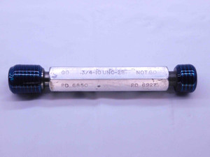 3/4 10 UNC 2B THREAD PLUG GAGE .75 .750 .7500 GO NO GO P.D.'S = .6850 & .6927 - 34102BP1