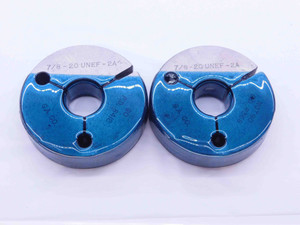 7/8 20 UNEF 2A THREAD RING GAGES .875 .8750 GO NO GO P.D.'S = .8412 & .8368 - BL2751BU