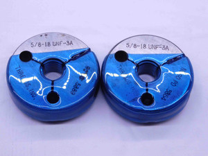 5/8 18 UNF 3A THREAD RING GAGES .625 .6250 GO NO GO P.D.'S = .5889 & .5854 CHECK - 58183AR1
