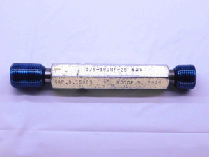 5/8 18 UNF 2B THREAD PLUG GAGE .625 .6250 GO NO GO P.D.'S = .5889 & .5949 CHECK - 58182BP1
