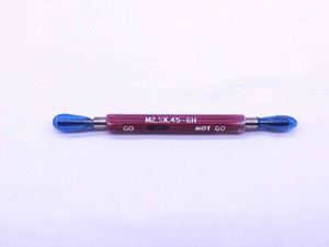 M2.5 X .45 6H METRIC THREAD PLUG GAGE 2.5 0.45 GO NO GO P.D.'S = 2.208 & 2.303 - DW6702BU