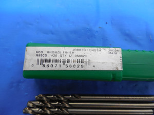 NEW 12pcs PRECISION TWIST HCO BRONZE FINISH R18CO #29 DRILL BITS JOBBER PTD 2313