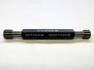 NEW 7/16 27 UNS 2B THREAD PLUG GAGE .4375 GO NO GO P.D.'S = .4134 & .4182 NS-2B - DW7479MJ