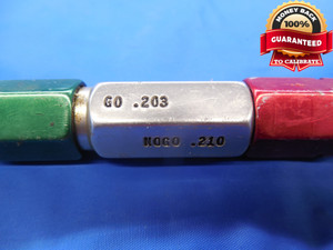 .2030 & .2100 CLASS Z PIN PLUG GAGE GO NO GO .1875 +.0155 OVERSIZE 3/16 5.156 mm